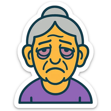 sleep deprived ugly old woman sticker