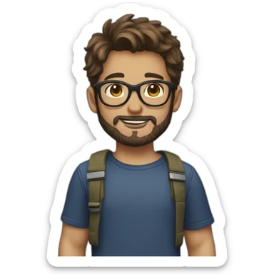 boy with spects and beard normal hair shirt of avengers sticker