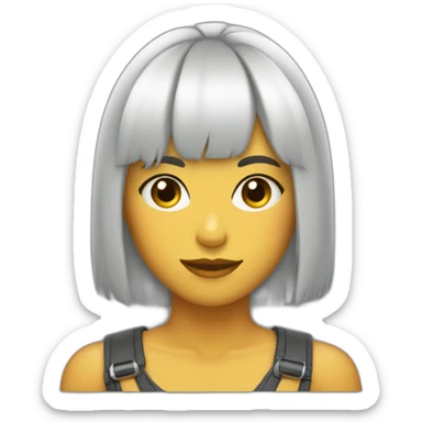 Chica con flequillo y pelo corto sticker