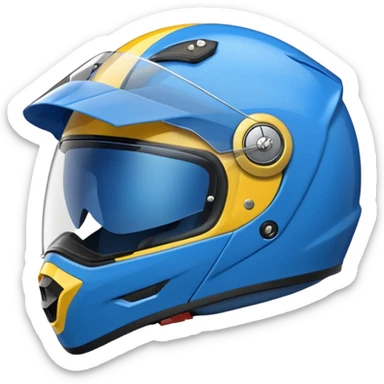 emoji capacete de moto azul (use a cor no HEX/HTML #1440FF) e com detalhes amarelo (use a cor no HEX/HTML #FFA814), com maior predominância no azul  sticker