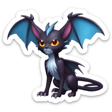  Kawaii Edgy Cool Vampiric Beautiful Noivern-Nargacuga-Litten with big Bat Ears full body sticker