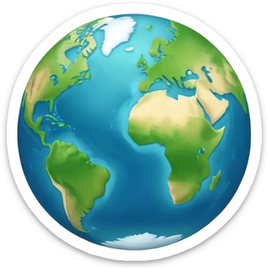 Earth globe with green continents clearly shaped to form the number 812 against blue oceans, iOS emoji style sticker