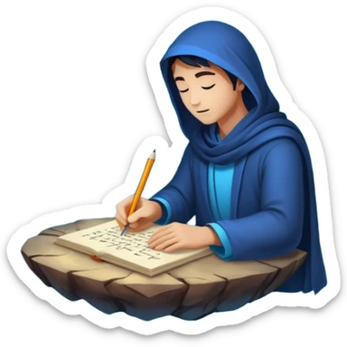 human mystic writing formulas on glowing moon surface sticker