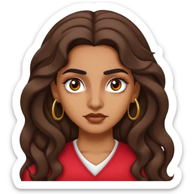 chica morena con pelo largo, ondulado, cejas de choni y ojos rasgados sticker