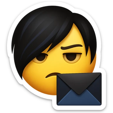 emo emoji, black and blue envelope, mysterious, no background sticker