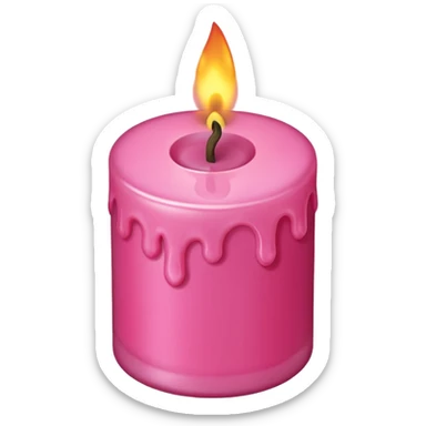 A drawing of a flaming pink candle that could be used at a romantic dinner table. The camera should be isometric at a 85-degree angle. sticker