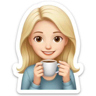 smiling girl drink coffee sticker