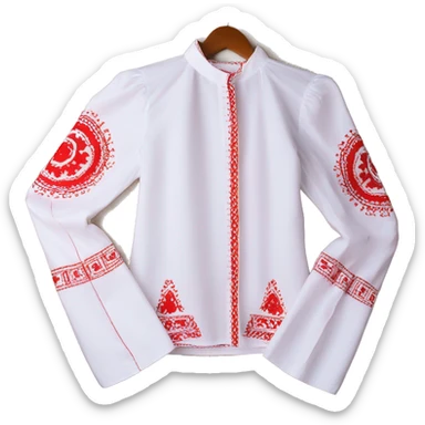 Long sleeve Blouse vyshyvanka, white with red embodiary on sleeves sticker