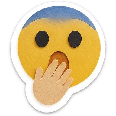 surprised face with hand over mouth, paper craft style sticker