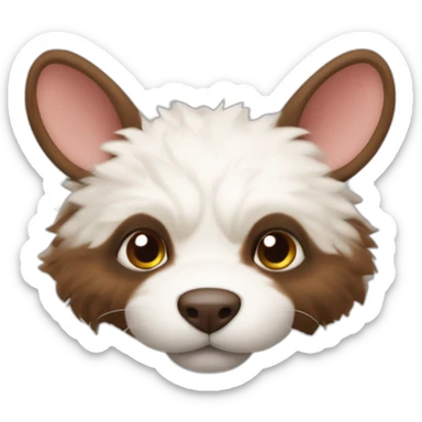 Perra de raza ratonero bodeguero con grandes orejas peludas de punta, con manto blanco y manchas marrones en la cabeza sticker