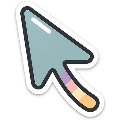 mouse cursor arrow with slight curve, icon-color-outlined style, thin clean outlines, soft rounded shapes, pastel palette #98B5BC, #B5B3C1, #C9A3C9, #E4C0CA, #F7DCD1, #F7C0AA, detailed shadows and highlights, soft lighting, transparent background sticker