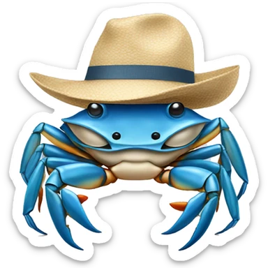 blue crab with a hat sticker