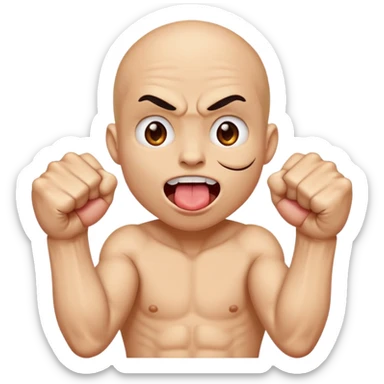 Tongue out face with two fists on top of eachother below the face sticker
