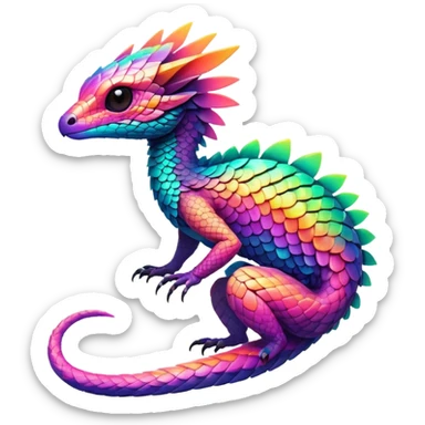 Tropical futuristic lush warm-colored neon-colored Fakémon-Trico-creature sticker