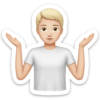 Una persona con los brazos estirados perpendicularmente hacia ambos lados con una camiseta blanca  sticker