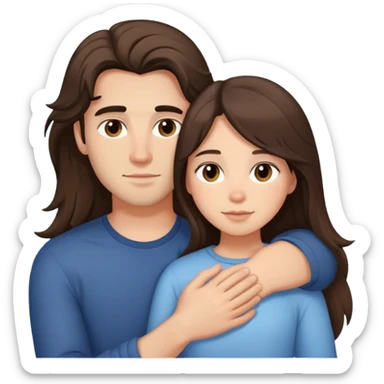 brunette long haired girl and her brunette boyfreind normal hair cuddling sticker
