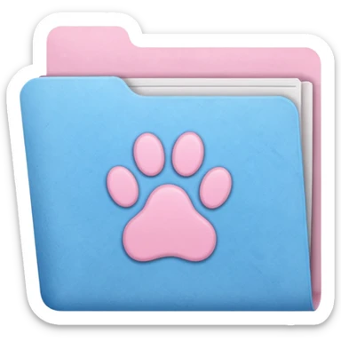 a pastel folder of documents with a pawprint on it sticker