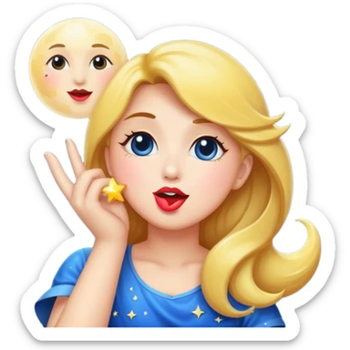 moon blowing a kiss of star sparkles sticker