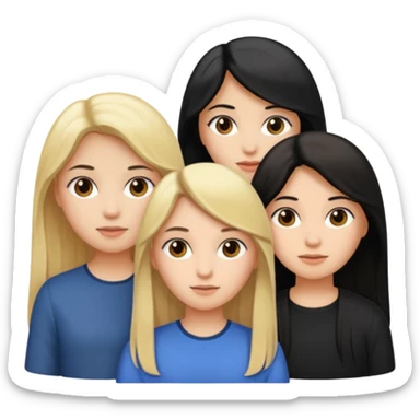 3 girls, one with blond hair, one with brown hair one with long black hair  sticker