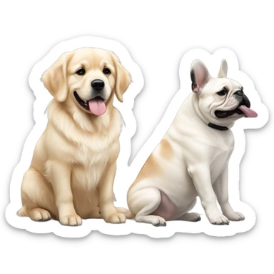 English cream golden retriever and an oreo colored frenchie as best friends sticker