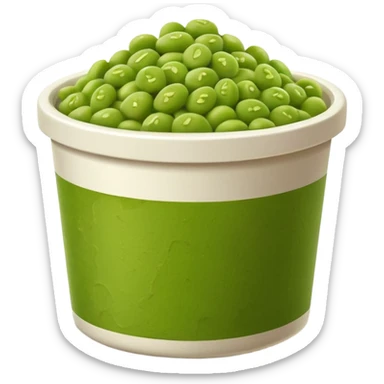 a white paper tub filled with mushy peas sticker