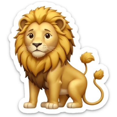 Create a single emoji of a Lion in full body, shown at a slight side angle in a natural, characteristic pose. Cute and stylized like an emoji, but clearly recognizable.
 sticker
