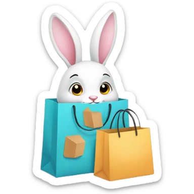 Bunny with shopping bag  sticker