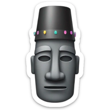 a moai head wearing a party hat sticker