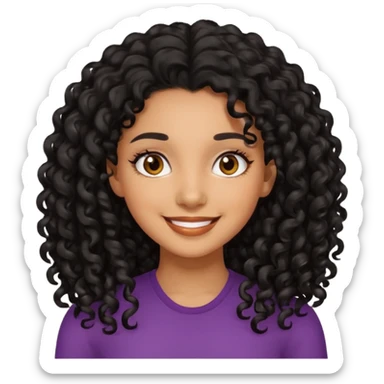 Mixed girl with long dark black curly hair  sticker