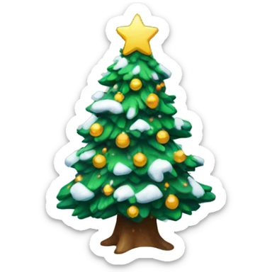christmas tree with snow on  sticker