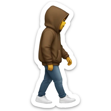 person with hoodie on looking sad and walking with hands in his hoodie, viewed from the side sticker