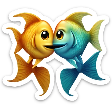 Two fishes kissing  sticker