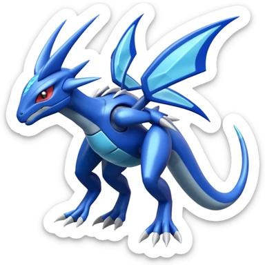 Shiny Blue Smooth Glossy Soft Palkia-Inteleon-Scizor-Greninja-Genesect-Bisharp-Pokémon-Fusion, full body sticker