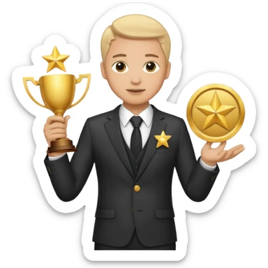 20 blue background awarrd with 3 people sticker