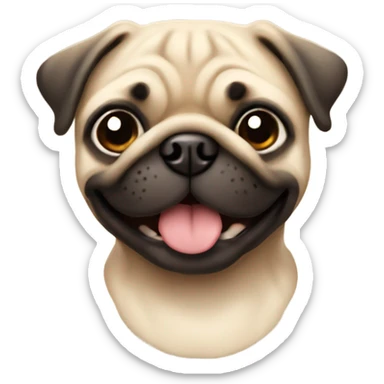 Cute beige male pug smiling sticker