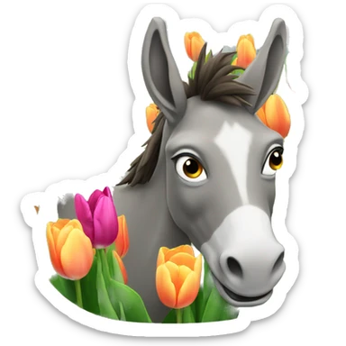 donkey with a tulipe sticker