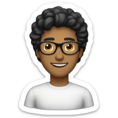 brown guy with black hair hexagonal eyewear sticker