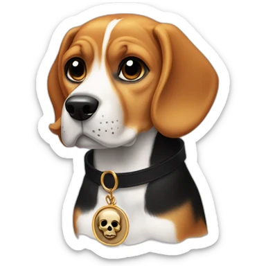 beagle with black collar and skull medallion  sticker