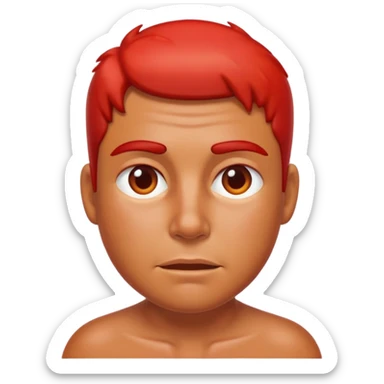 a person with sweaty cheeks and red sweaty skin sticker