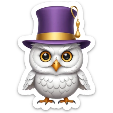 white owl with magician hat sticker