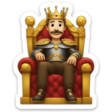 king with a mustache sitting on a throne sticker