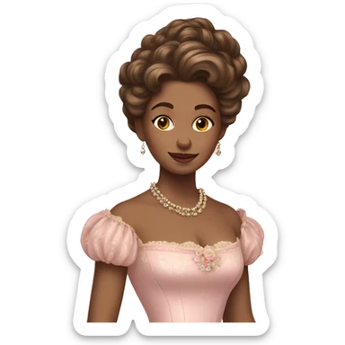 vintage rococo mixed woman with brown hair in a light pink gown  sticker