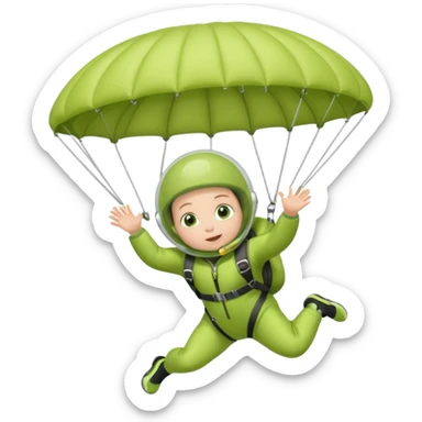Skydiving baby with parachute and UFO lime sticker