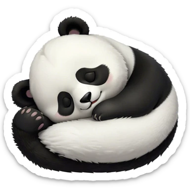 Meme-Worthy Cute Sleeping Panda Portrait Emoji, Head resting peacefully with a contented smile, showcasing a delightfully robust build and a luxuriously soft black and white Fur, eyes shut in a serene, restful nap, Simplified yet hilariously adorable features, highly detailed, glowing with a soft, drowsy light, high shine, relaxed and utterly lovable, stylized with an air of playful laziness, bright and heartwarming, soft glowing outline, capturing the essence of a comically sleepy panda, so meme-worthy it feels like it could instantly become the next viral sensation of adorable slumber! sticker