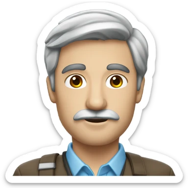 Brunette male geophysicist with darker moustache  sticker