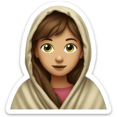green eyed brown haired girl in blanket  sticker
