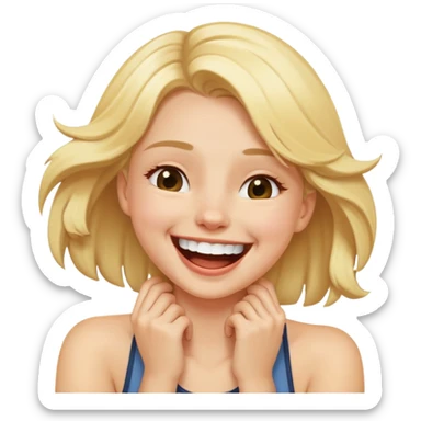 blonde girl holding her neck and laughing  sticker