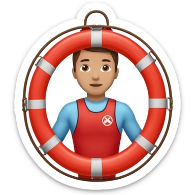 Lifeguard Holding Rescue Tube circle  sticker