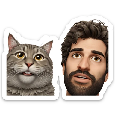 cat boy portrait with beard sticker