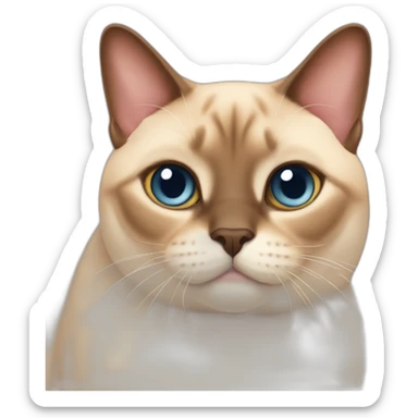 fat red point siamese big belly sticker